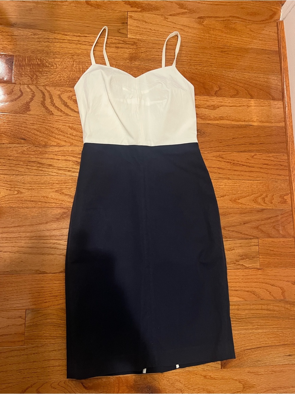 Banana Republic Strappy white and navy bi-stretch sheath dress